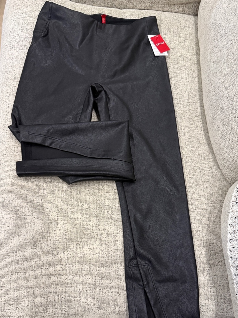 SPANX Girls' Black Faux-Leather Leggings